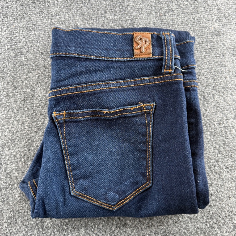 Sneak Peek Womens Mid Rise Skinny Jeans Dark Wash Stretch Denim SP-P9288DK 3